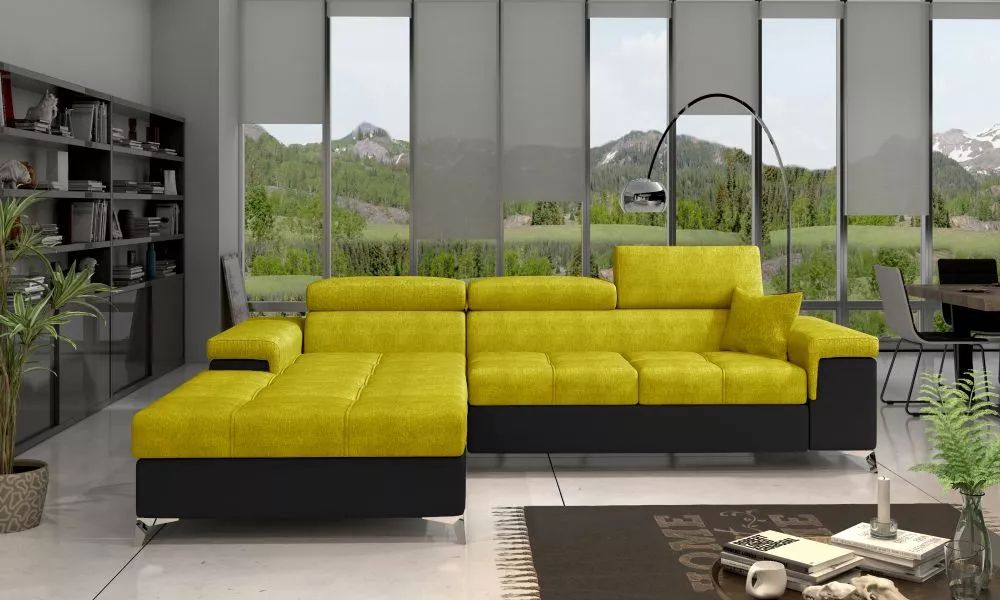 Dīvāns Ricardo Lux Standard · Dzeltens + melns · 205 × 280 × 90 cm