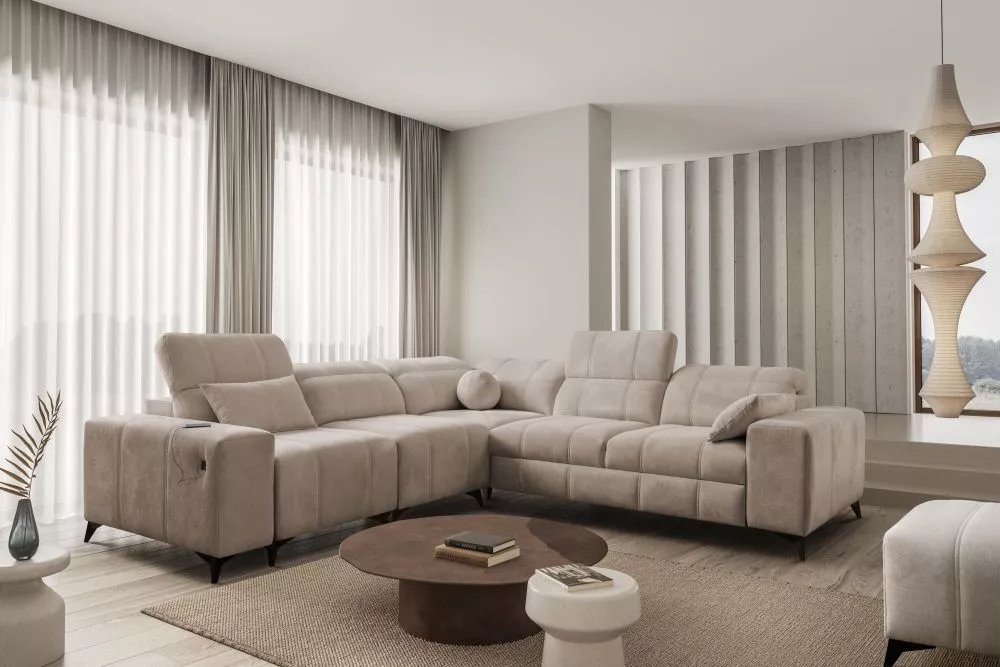 Dīvāns Dafne 3 Spring Standard · Kapučino · 276 × 276 × 77 cm