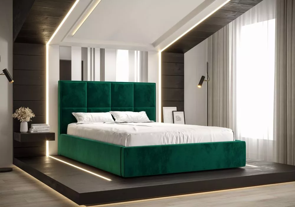 Gulta Gerd Standard ar stelāžu Guļamvietas platums: 180 cm, Guļamvietas garums: 200 cm, stelāžas tips: koka, · Zaļš · 19