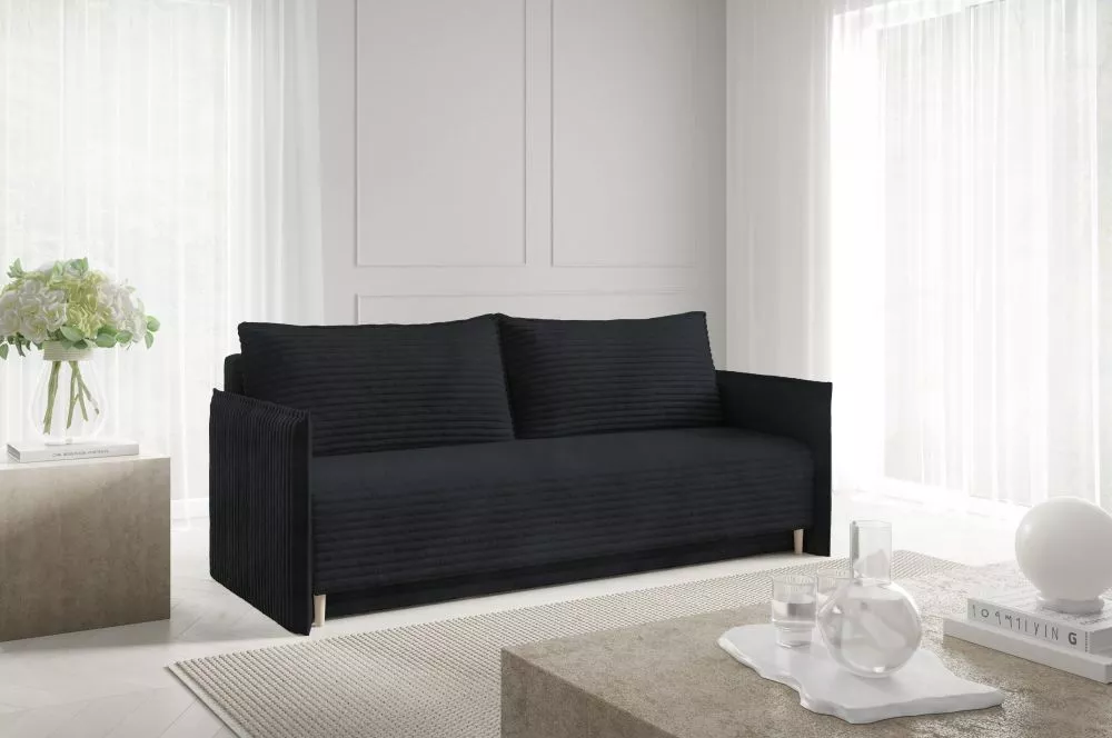 Dīvāns Nubis standard · Melns · 100 × 216 × 90 cm