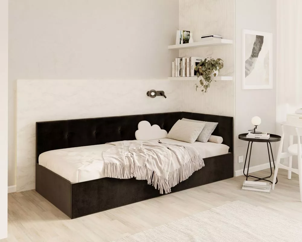 Gulta Eddy 2 Standard ar stelāžu Guļamvietas platums: 90 cm, Guļamvietas garums: 200 cm, stelāžas tips: metāla, · Melns 