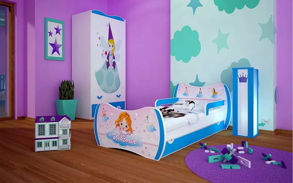 Bērnu gulta Dream L06 180x90 DM22 ar stelāžu Guļamvietas platums: 90 cm, Guļamvietas garums: 180 cm, · 114 × 184 × 71 cm