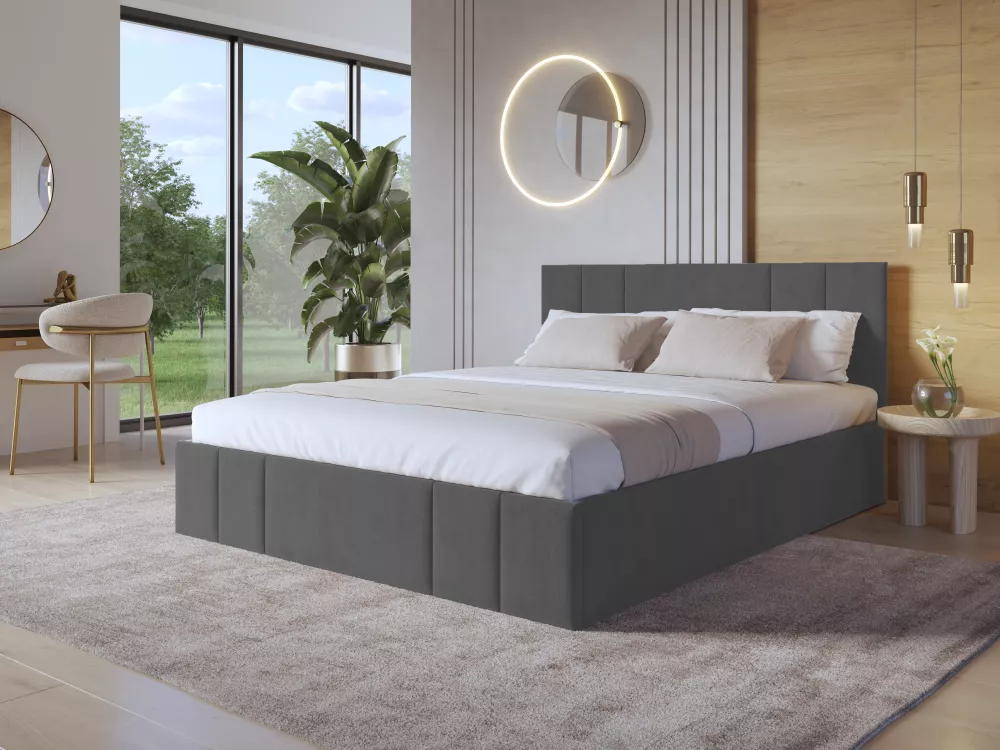 Gulta Lucy 15 ar stelāžu Guļamvietas platums: 120 cm, Guļamvietas garums: 200 cm, · Grafīts · 126 × 206 × 92 cm