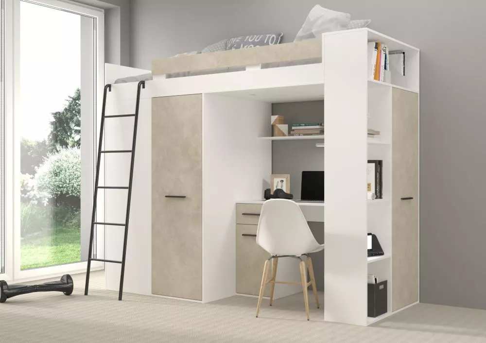 Divstāvu gulta Verana L ar stelāžu Guļamvietas platums: 90 cm, Guļamvietas garums: 200 cm, · 120 × 236 × 190 cm