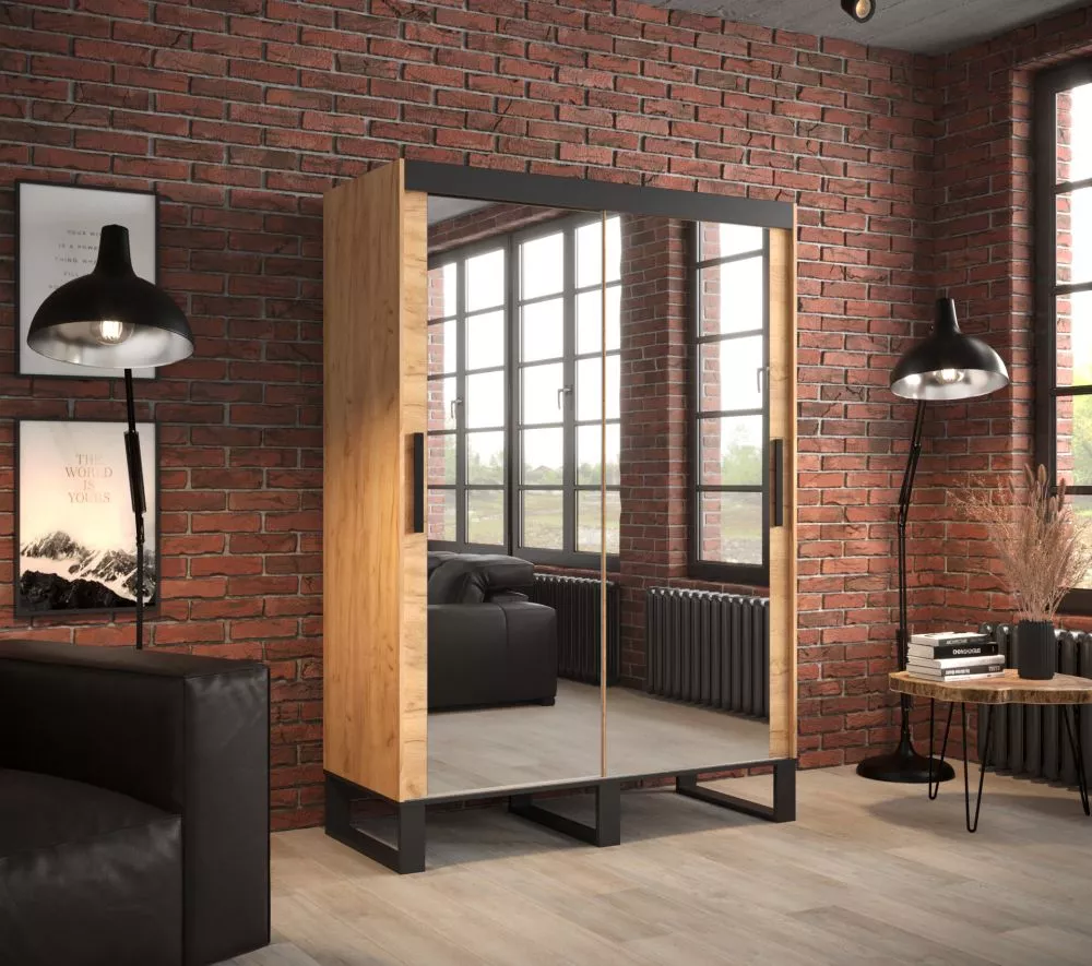 Skapis Loft T3 · Ozols craft zelts · 150 × 62 × 212 cm