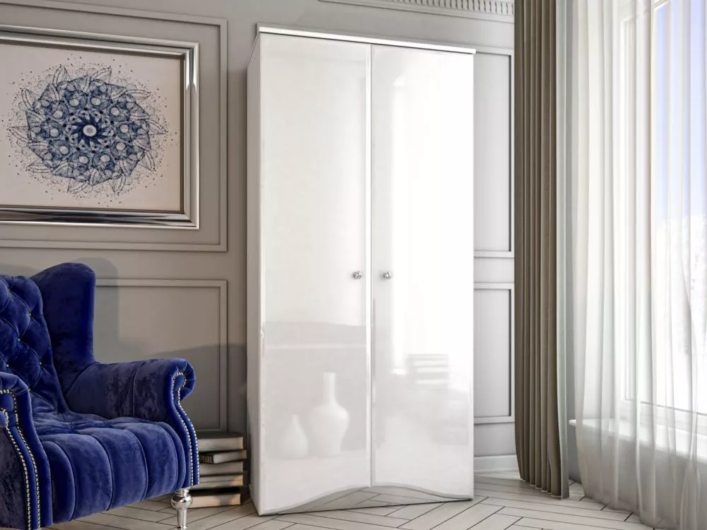 Skapis Glamour White 08 · Balts · 90 × 51 × 190 cm