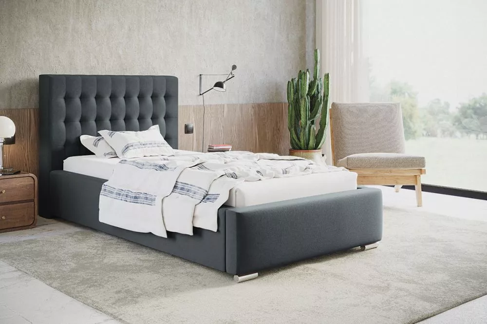 Gulta Bed 2 standard ar stelāžu Guļamvietas platums: 90 cm, Guļamvietas garums: 200 cm, stelāžas tips: koka, · Grafīts ·