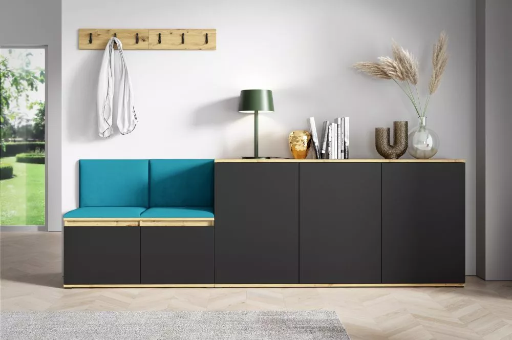 Apavu plaukts Emi 35 Trinity Korpusa krāsa: ozols artisan + melns, · 250 × 88 × 40 cm