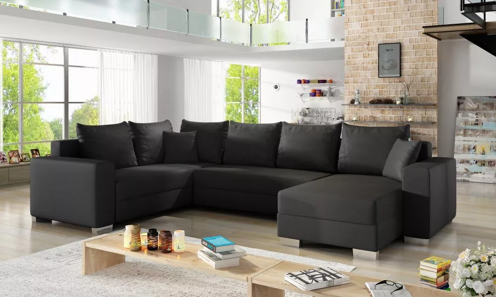 Dīvāns Marco standard · Melns · 210 × 312 × 92 cm