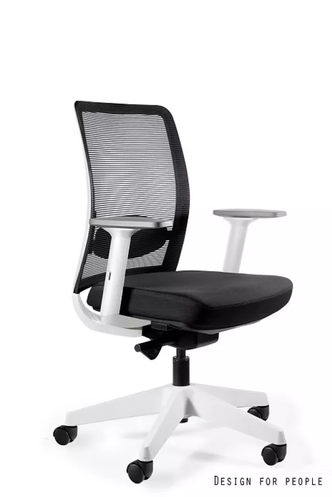 Datorkrēsls Anggun M Korpusa krāsa: melns, Elementu krāsa: balts, Sēdvietas platums: 48.5 cm, · 65 × 49.5 × 94.5 cm