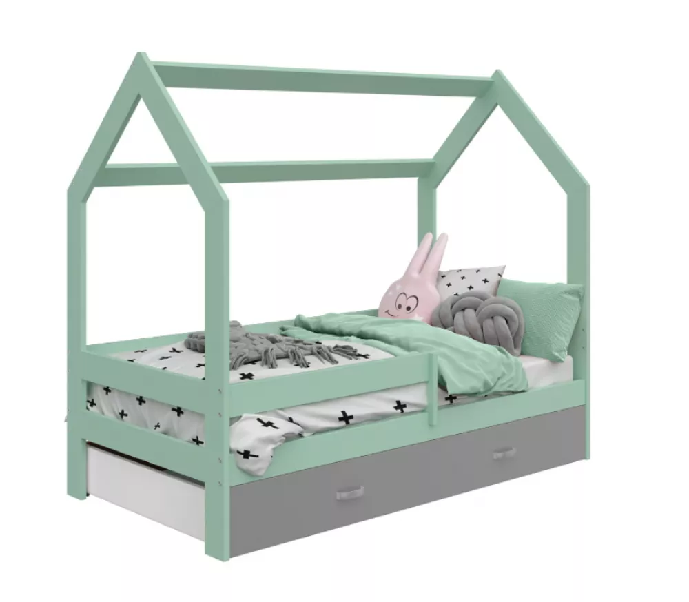 Bērnu gulta Domek D3 ar stelāžu Guļamvietas platums: 80 cm, Guļamvietas garums: 160 cm, · 87 × 164 × 144 cm