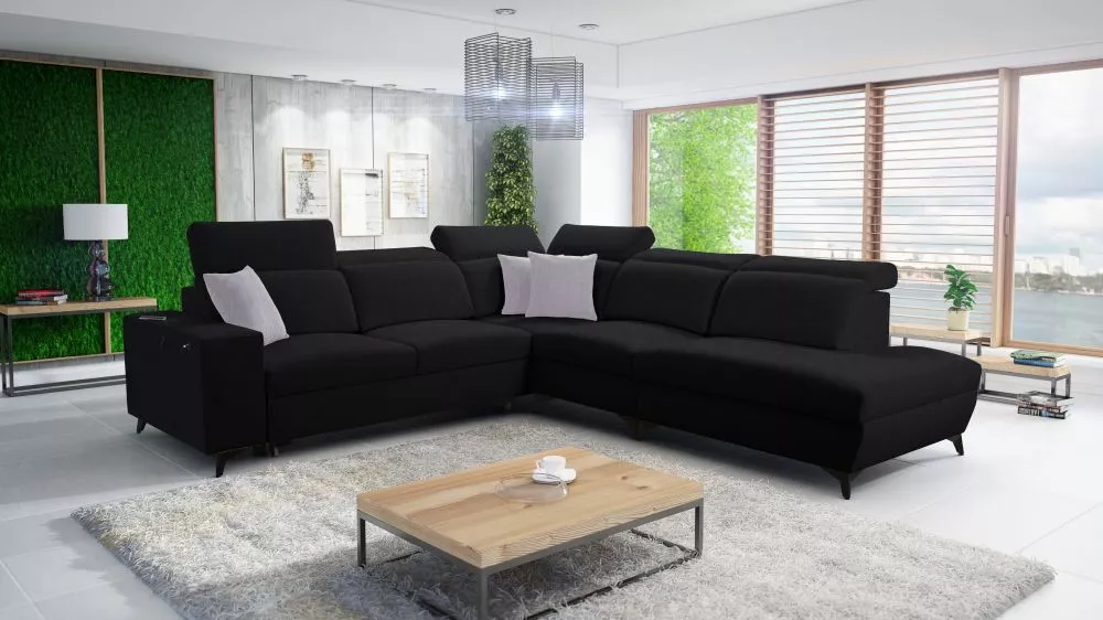 Dīvāns Bartone 9 Mix Standard · Melns · 300 × 283 × 83 cm