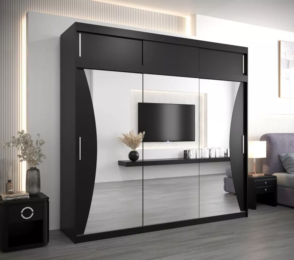 Skapis Monaco Premium · Melns · 250 × 62 × 240 cm