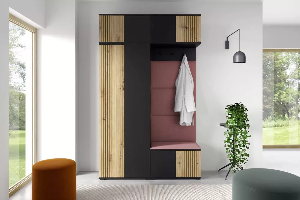 Apavu plaukts Ross 3 Trinity Korpusa krāsa: melns + ozols artisan, · 140 × 225 × 40 cm