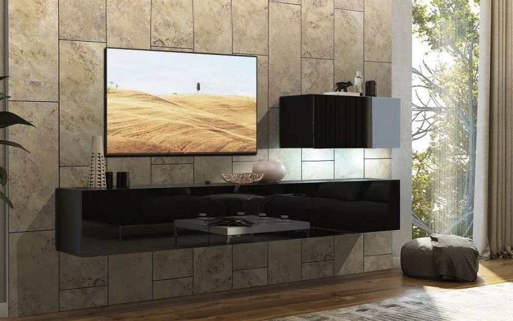 Sekcija Concept 38 · Melns · 273 × 35 × 104 cm