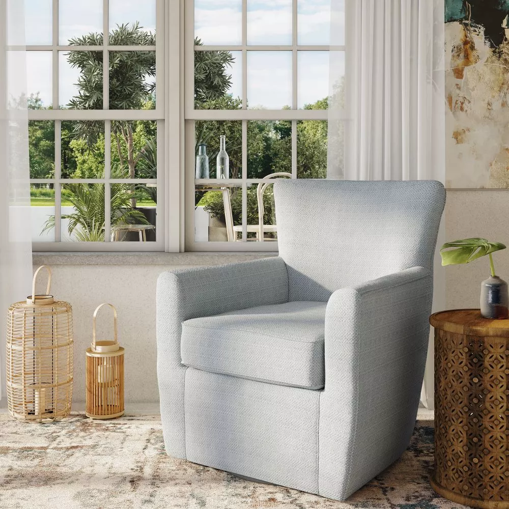 Mīksts krēsls Leith LET72 Sēdvietas dziļums: 54.5 cm, · Gaiši zils · 82.5 × 77 × 90 cm
