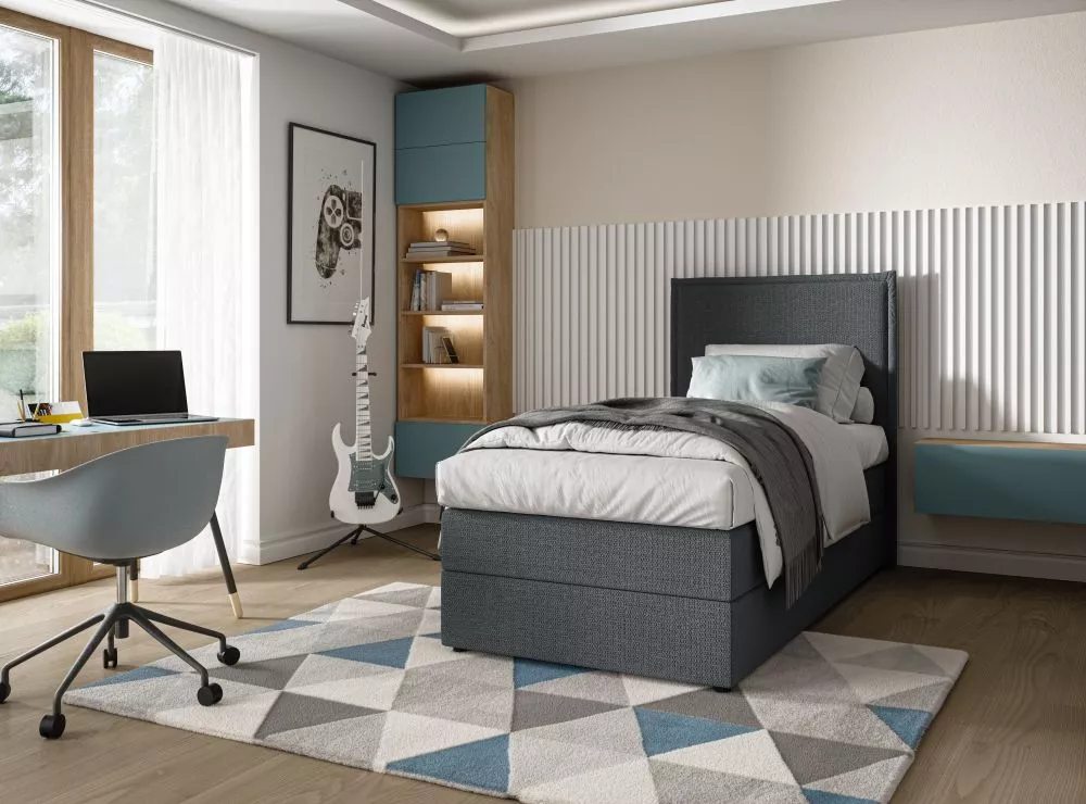 Gulta Baggio L Mini Boxspring Standard Guļamvietas platums: 90 cm, Guļamvietas garums: 200 cm, · Pelēks · 93 × 206 × 124