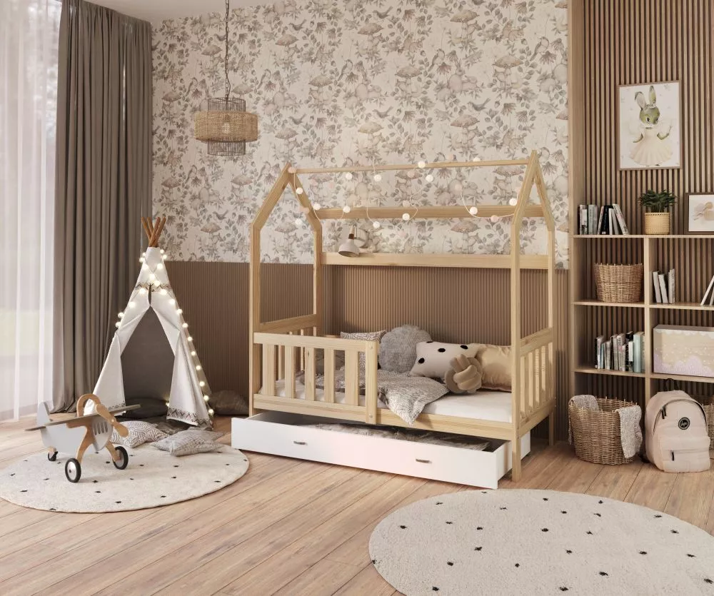 Bērnu gulta Pluto ar stelāžu Guļamvietas platums: 80 cm, Guļamvietas garums: 190 cm, · 84 × 194 × 180 cm