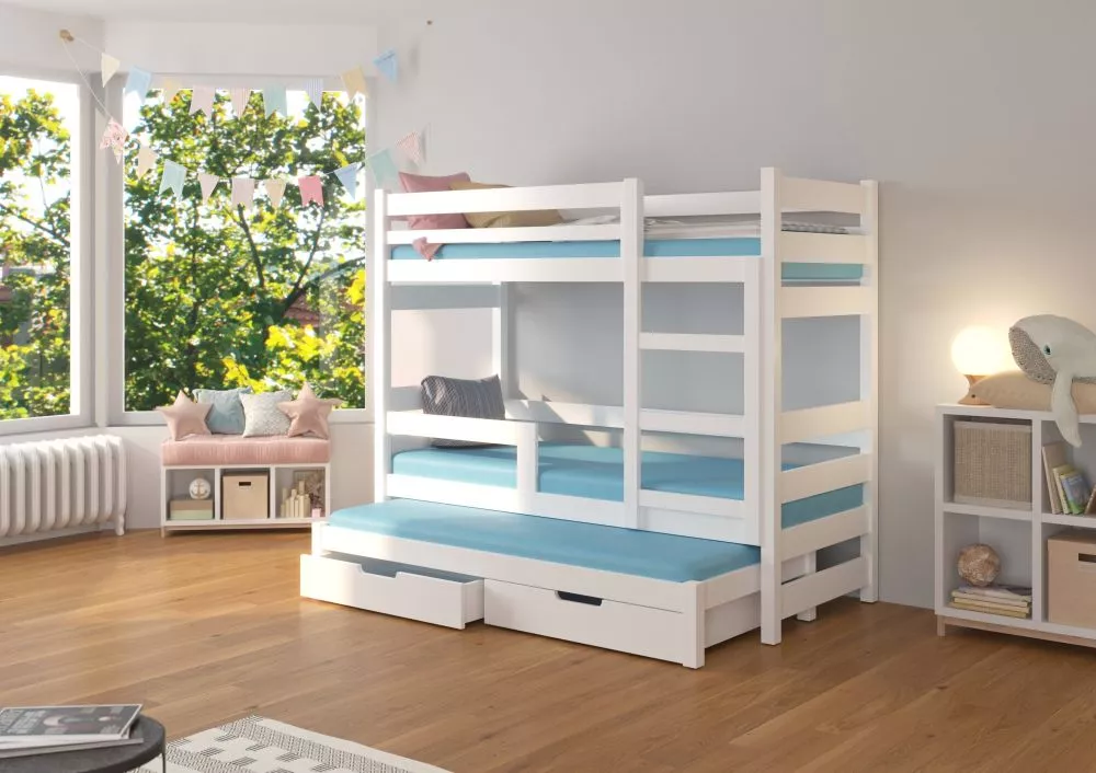 Bērnu gulta Karlo ar stelāžam Guļamvietas platums: 75 cm, Guļamvietas garums: 180 cm, · 81 × 188 × 160 cm