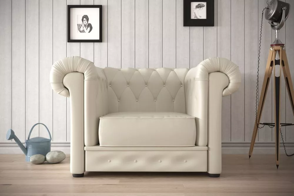 Mīksts krēsls Manchester 1S Velvet Standard Sēdvietas dziļums: 57 cm, · Gaišais krēms · 115 × 98 × 72 cm