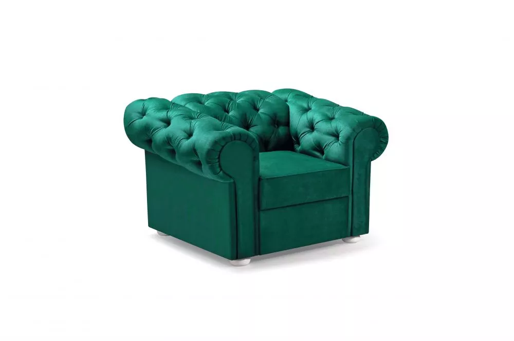 Mīksts krēsls Valentino 1S Standard Sēdvietas dziļums: 56 cm, · Zaļš · 112 × 92 × 82 cm