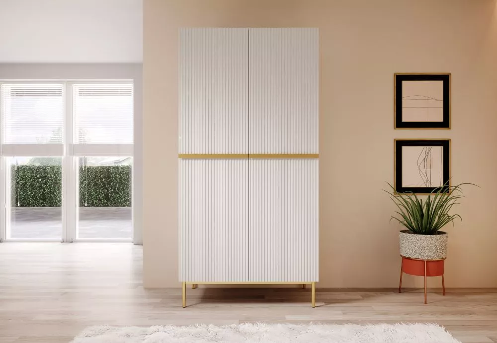 Skapis Nicole SZ100 2D Gold · Balts · 100 × 62 × 220 cm