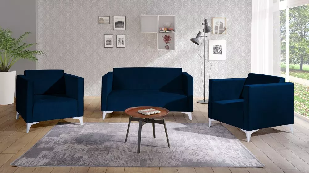 Komplekts Szafir 2S+1S+1S Standard · Tumši zils · 82 × 136 × 74 cm