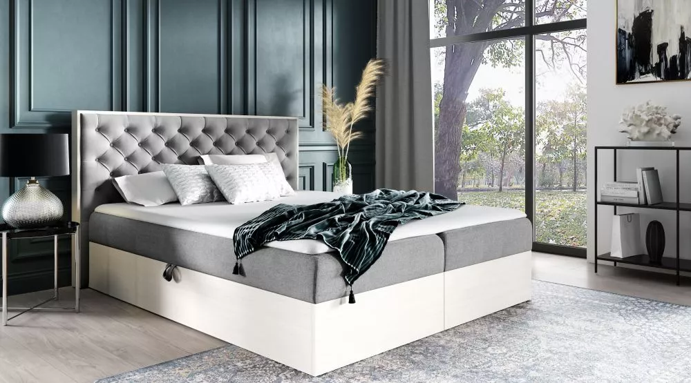 Gulta Wood-3 160x200 Boxspring Standard Guļamvietas platums: 160 cm, Korpusa krāsa: ziemeļu tīkkoks, Guļamvietas garums:
