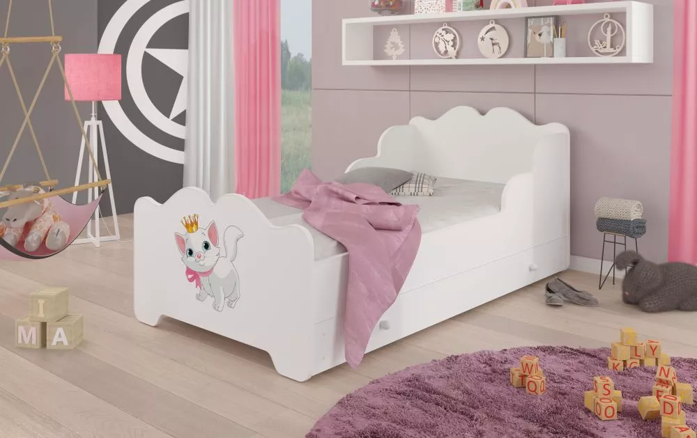 Bērnu gulta Ximena Kitty ar stelāžu Guļamvietas platums: 70 cm, Guļamvietas garums: 140 cm, · 78 × 144 × 58 cm