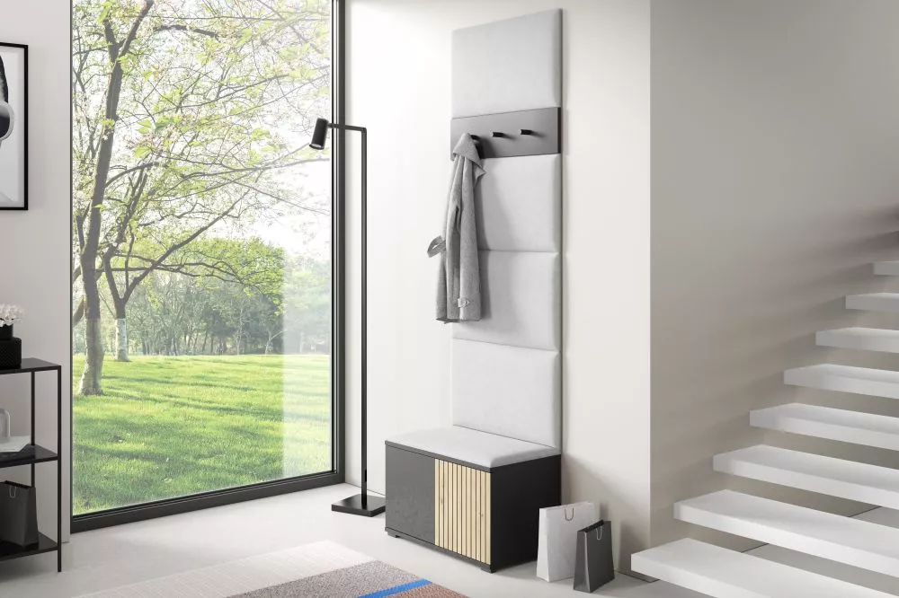 Apavu plaukts Ross 6 Trinity Korpusa krāsa: melns + ozols artisan, · 70 × 225 × 40 cm