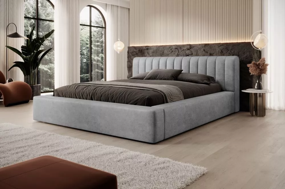 Gulta Amira Standard ar stelāžu Guļamvietas platums: 180 cm, Guļamvietas garums: 200 cm, stelāžas tips: koka, · Pelēks ·
