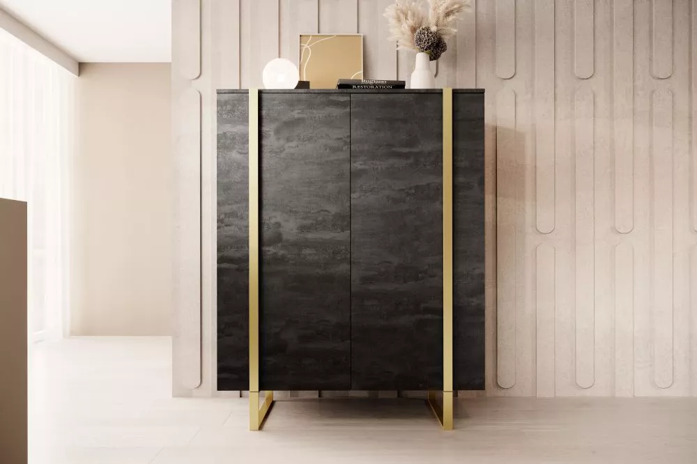 Kumode Verica K120 2D Gold · Melns · 120 × 45 × 152 cm