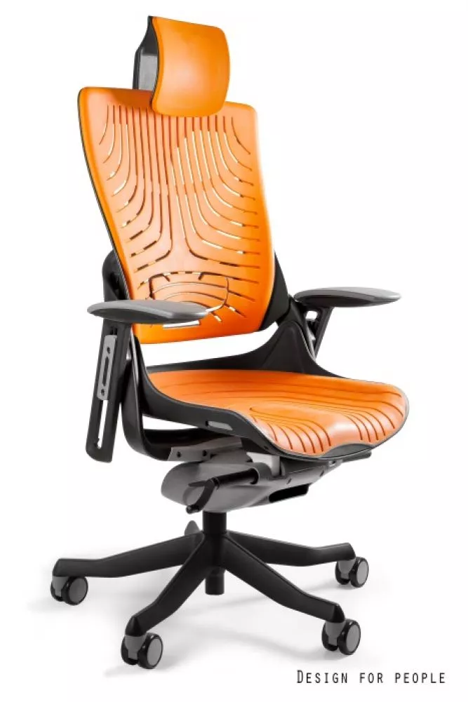 Datorkrēsls Wau 2 Elastomer Korpusa krāsa: oranžs, Elementu krāsa: melns, Sēdvietas platums: 47 cm, · 69 × 52 × 117 cm