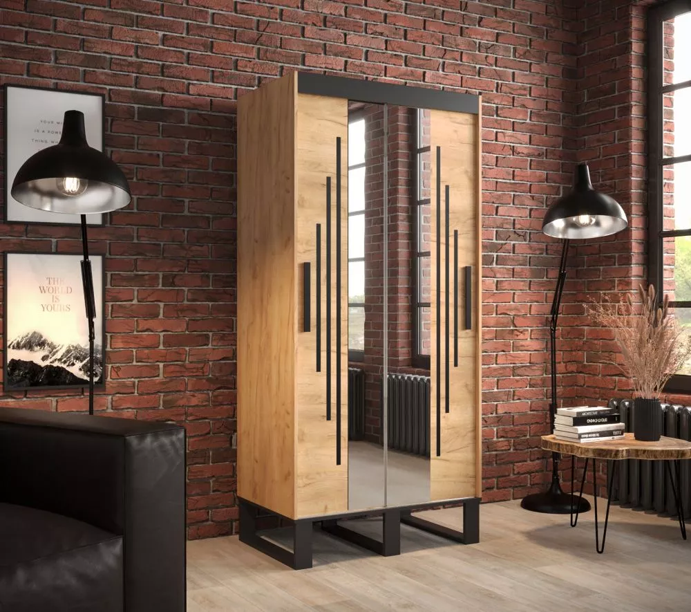Skapis Loft Y1 · Ozols craft zelts · 100 × 62 × 212 cm