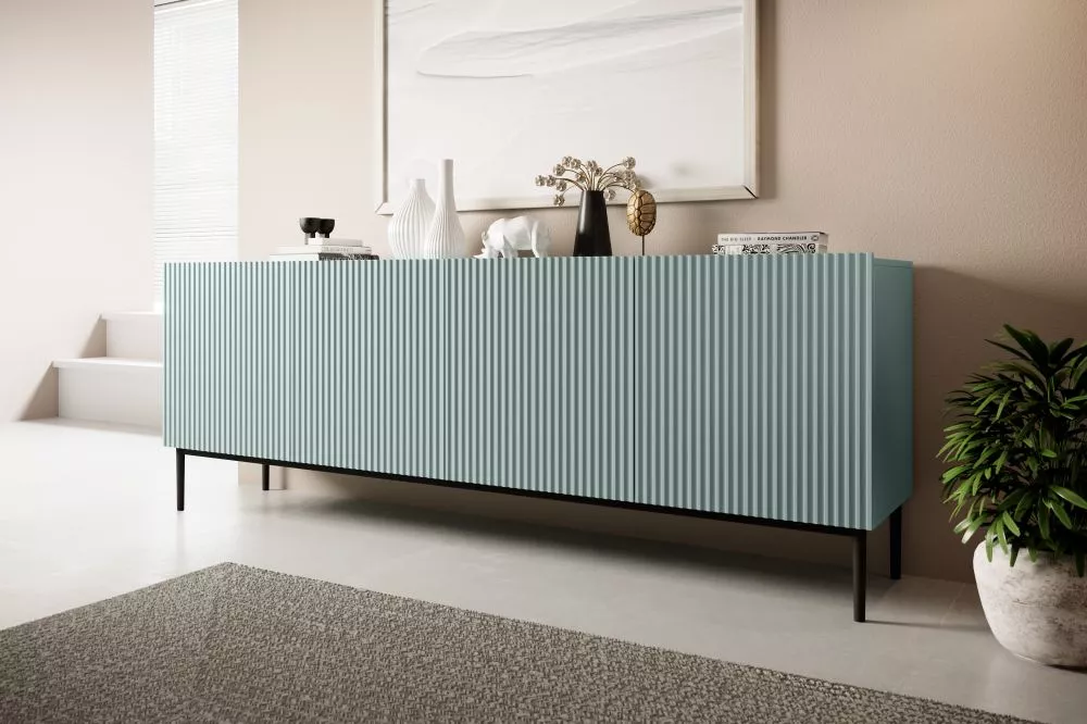 Kumode Nicole K200 4D Black · Gaiši zils · 200 × 45 × 85 cm