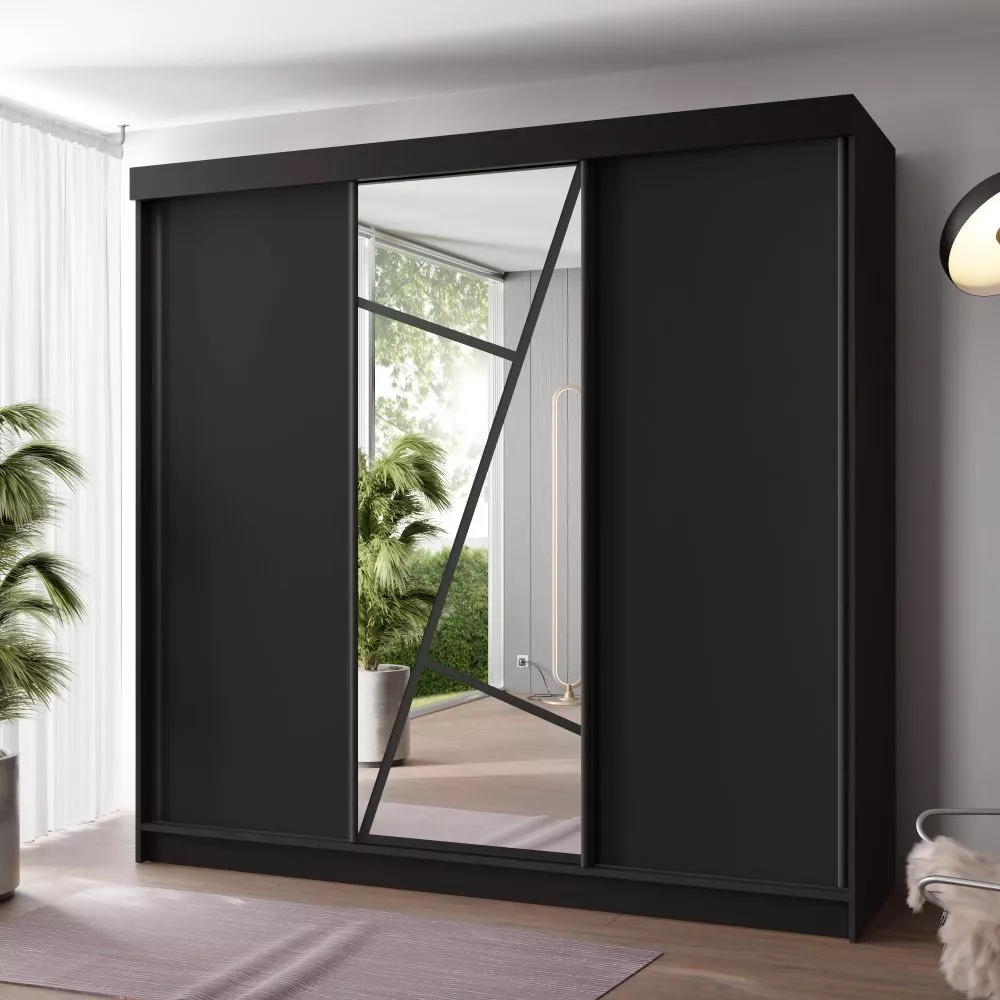 Skapis Vena 200 · Melns · 200 × 59 × 205 cm