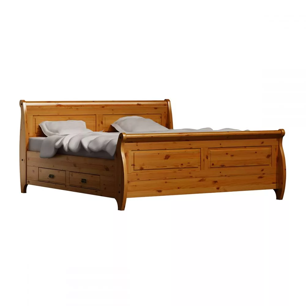 Gulta Toskania ar stelāžu Guļamvietas platums: 180 cm, Korpusa krāsa: medus priede, Guļamvietas garums: 200 cm, · 187 × 