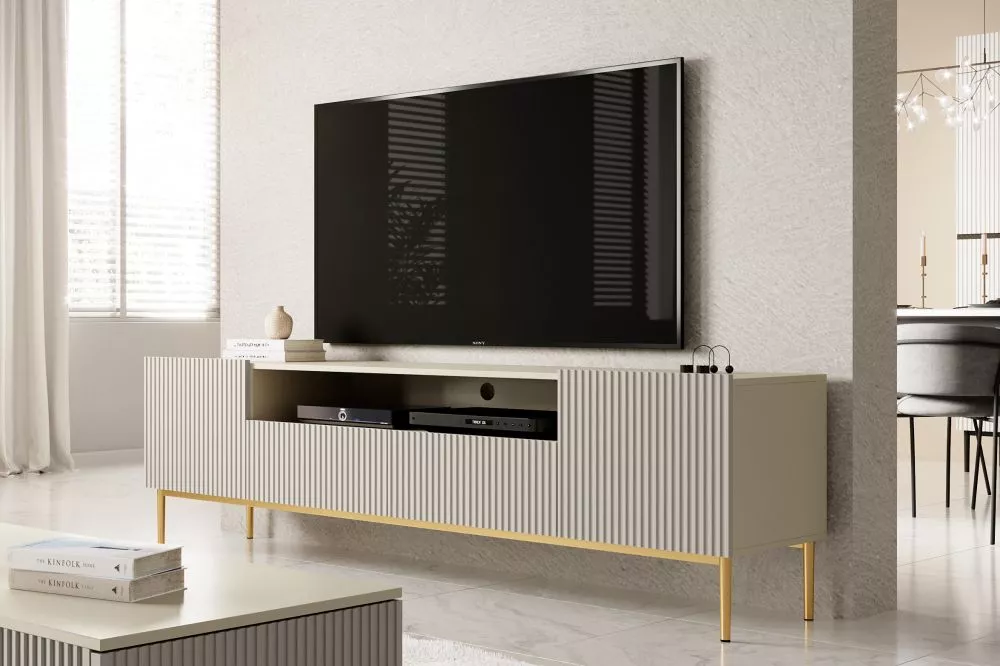 TV tumba Nicole RTV 200 2D2SZ Gold · Gaiši bēšs · 200 × 45 × 60 cm