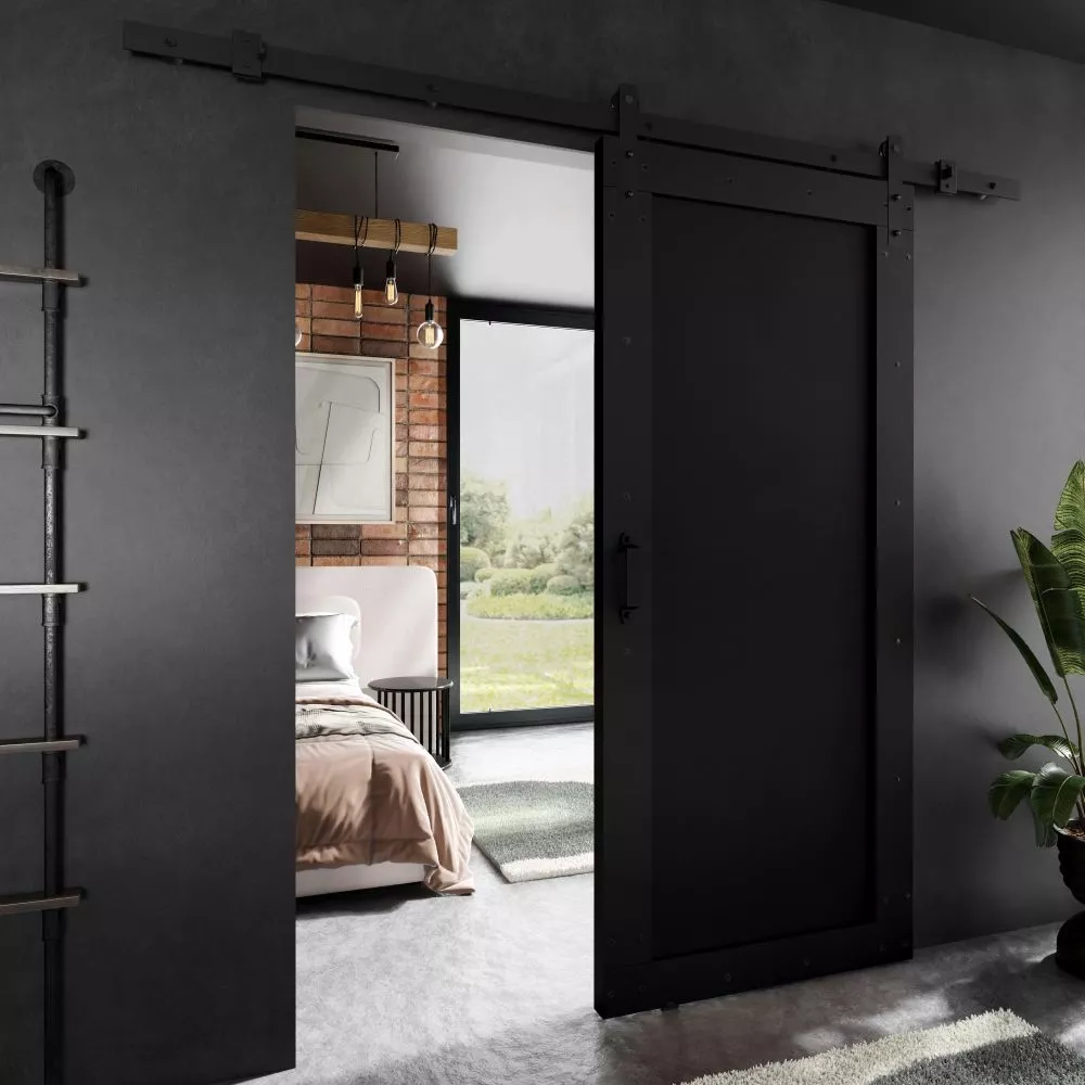 Bīdāmās durvis Adio Loft-2 · Melna · 96 × 205 cm