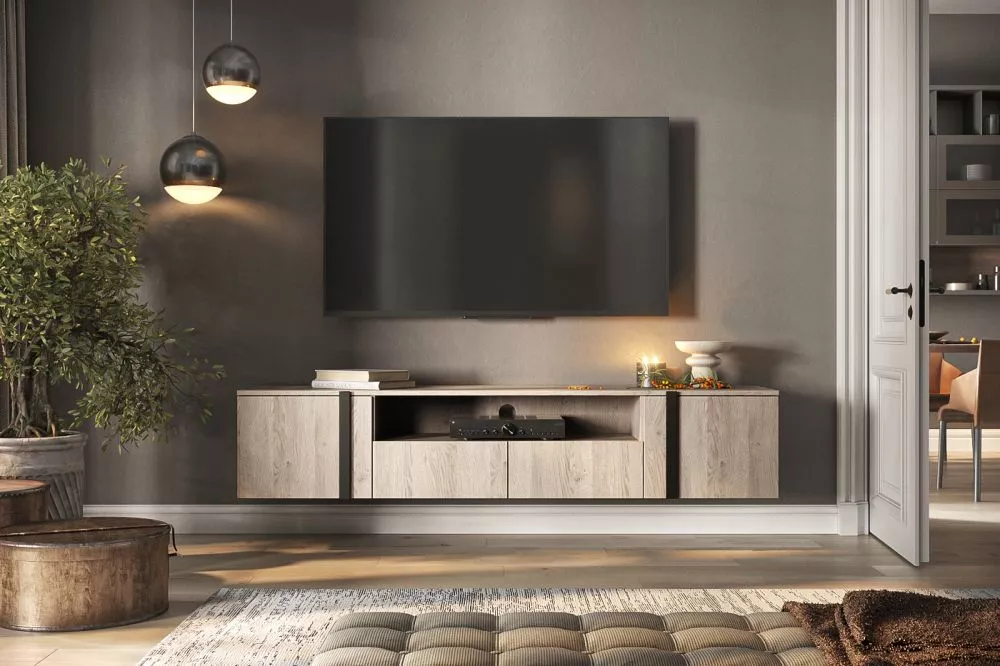 TV tumba Verica RTV 200 2D2SZ Black W · Ozols · 200 × 45 × 40 cm