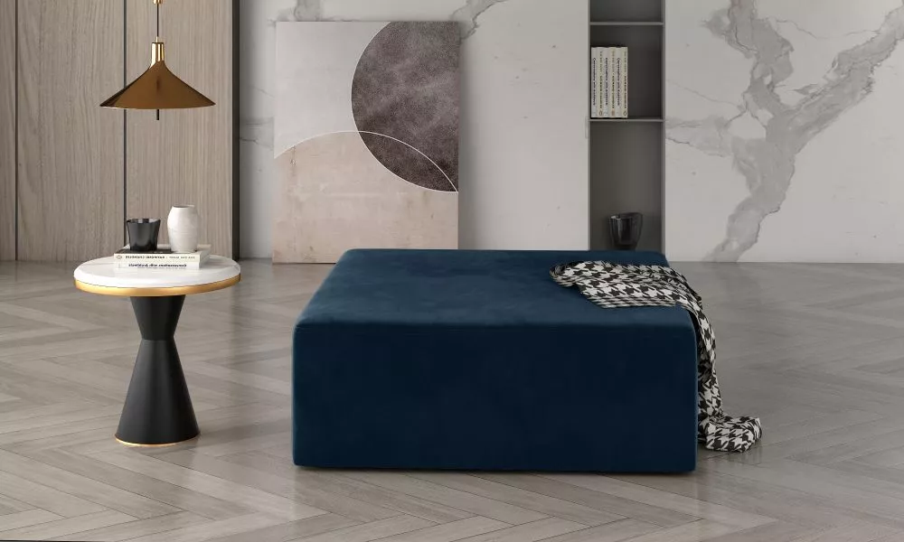 Pufs Kelim Standard Auduma numurs: Monolith 77, · Zils · 83 × 42 × 83 cm