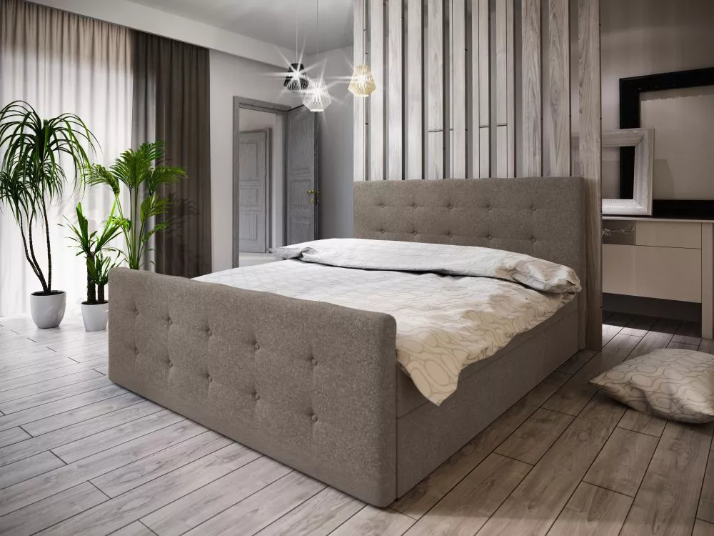 Gulta Milano 1 Boxspring Standard Guļamvietas platums: 140 cm, Guļamvietas garums: 200 cm, · Brūni pelēks · 145 × 216 × 