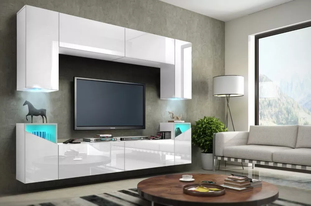 Sekcija IS S1 ar LED · Balts · 256 × 35 × 170 cm