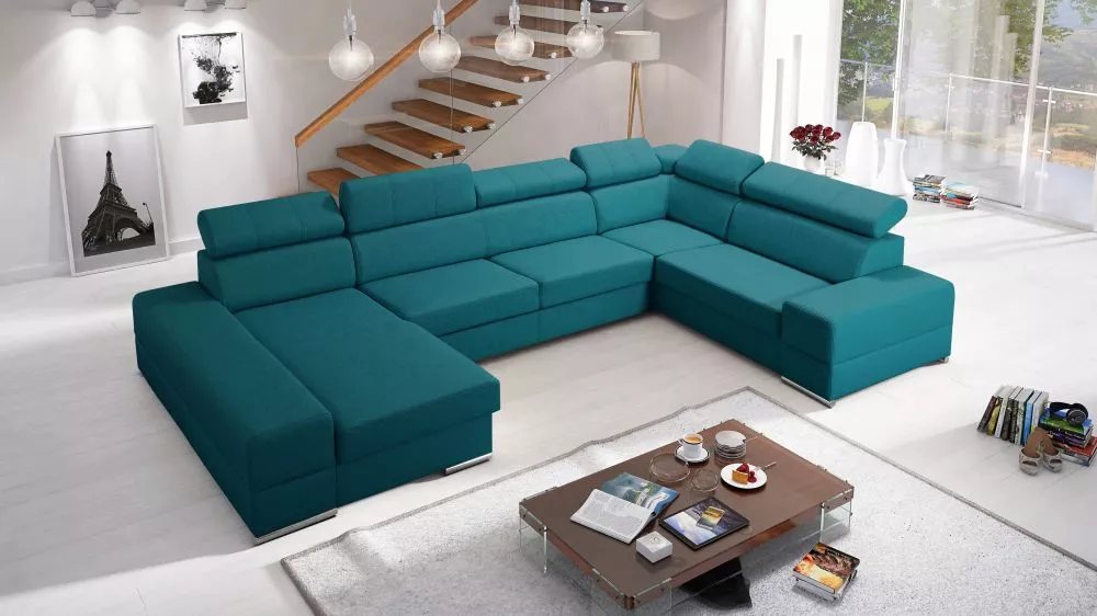 Dīvāns Royal Max 2 standard · Tirkīzs · 230 × 375 × 79 cm