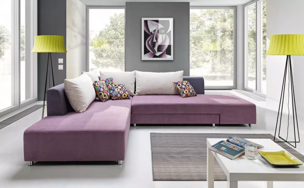 Dīvāns Split standard · Violets + krēms · 223 × 307 × 82 cm