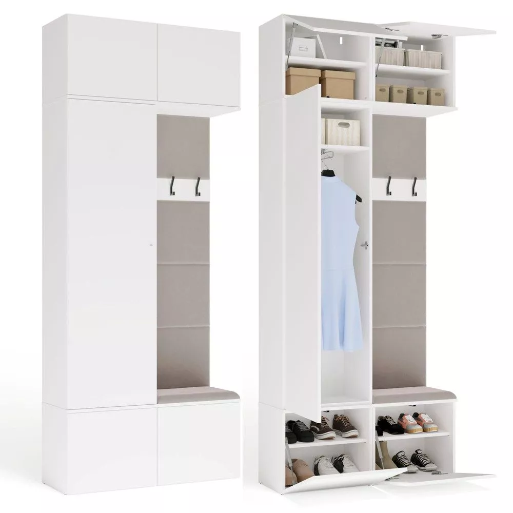 Koridora iekārta Haga Set 1SZ1W · Balts · 100 × 35 × 238 cm