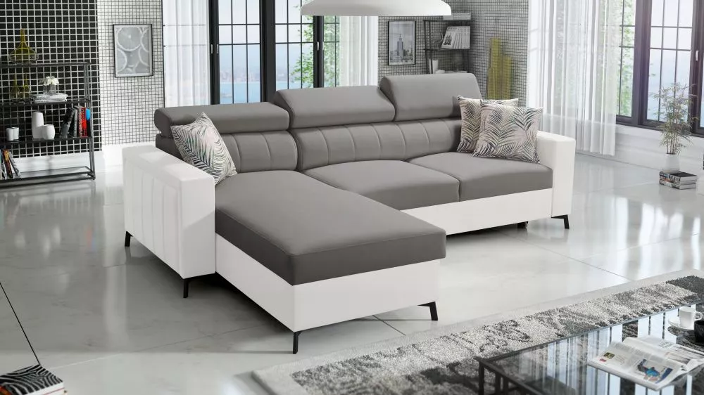 Dīvāns Baltico 1 Maxi Standard · Tumši pelēks + balts · 183 × 267 × 83 cm