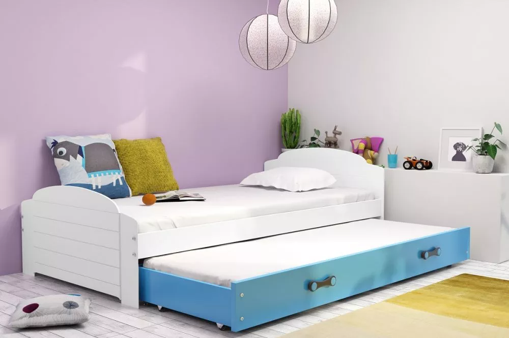 Bērnu gulta Lili Trundle White ar stelāžu Guļamvietas platums: 90 cm, Guļamvietas garums: 200 cm, · 97 × 206 × 61 cm