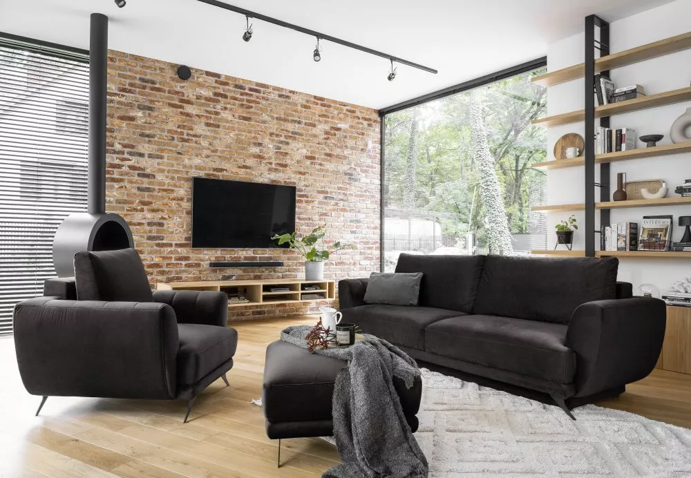 Komplekts Megis 3S+1S+P Lux standard · Tumši brūns · 95 × 250 × 90 cm