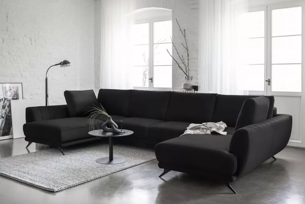 Dīvāns Larco Lux Standard · Melns · 191 × 362 × 90 cm